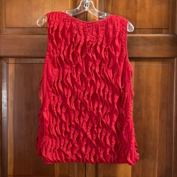 CATO Red Ruffle Tank Top Blouse - Size XL - Sleeveless with Stretch - Picture 2 of 7